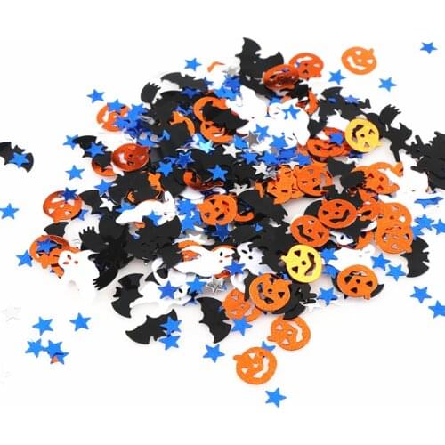 15g Mixed Paillettes Halloween Pumpkin Bat Witch Ghost Confetti Sequins for Crafts DIY Festival Decoration Nail Art Accessories