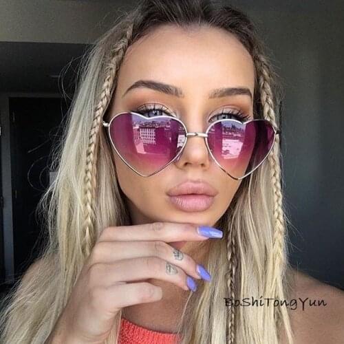 2020 Ladies Heart Shaped Sunglasses Women Brand Designer Fashion LOVE Clear Ocean Lens Gradient Sun glasses Oculos UV400