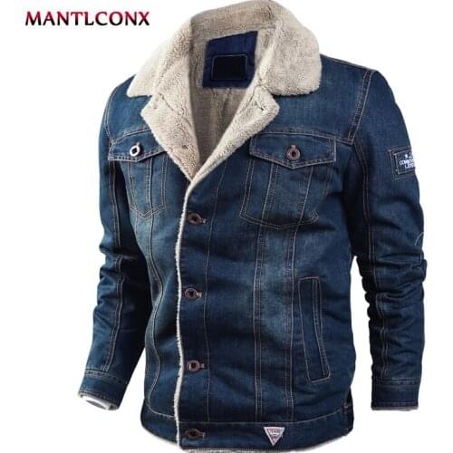 MANTLCONX 2020 Warm Fleece Thick Denim Jacket Men Winter Fashion Jeans Jacket Men Fleece Outwear Male Coat Mens Jackets and Coat