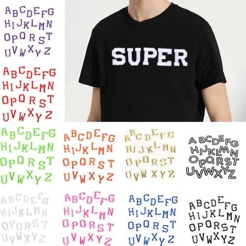 26PCS/Set AZ Pure White English Alphabet Letter Patch Mixed Embroidery Iron On Cartoon Kids Clothes Patches Stickers Badge