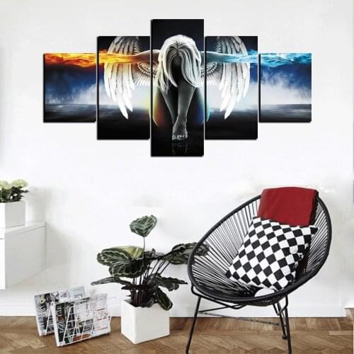 5 Piece Diamond Painting Abstract Lion Wings Animal Full Round Diamond Embroidery Multi-Panel demon Angel Diamond Art Mosaic