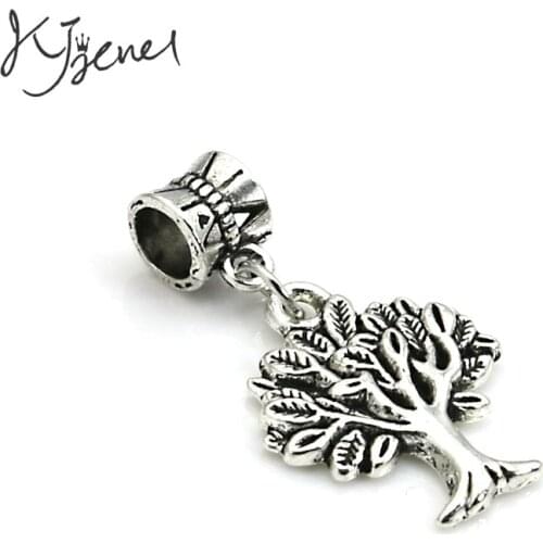 5pcs/lot Tibetan Silver Plated Tree of Life Charm Beads fit European Charms Bracelet Jewelry Diy Jewelry Findings Handmade