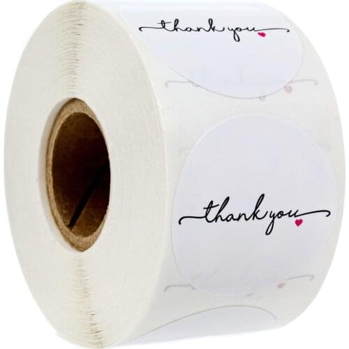500Pcs/roll Round Thank You Sticker Seal Labels 38mm White Stationery Stickers For Mailing Supplies Packaging Decoration Sticker