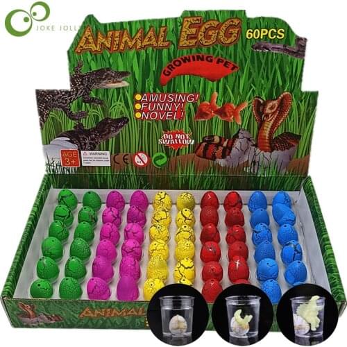60pcs with retail box Magic Water Hatching Inflation Growing Dinosaur Eggs Toy For Children Educational Novelty Gag Toys GYH