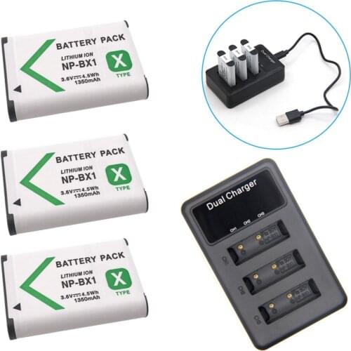 NPBX1 NP BX1 Bateria NP-BX1 Battery+ 3-Slots Charger for Sony DSC RX1 RX100 AS100V M3 M2 HX300 HX400 HX50 HX60 GWP88 AS15 WX350