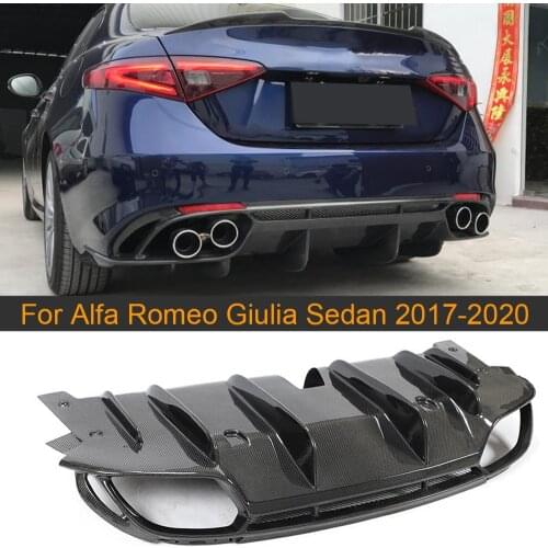 Car Rear Bumnper Diffuser Lip For Alfa Romeo Giulia Sedan 4D 2017-2020 Quadrifoglio TI Carbon Fiber Rear Diffuser Non Sport