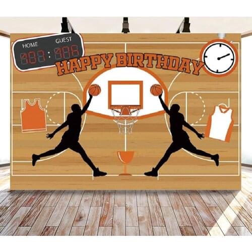 Basketball Court Sports Competition Boys Like Photos Background Decorations for Kids Birthday Party Photography Photocall