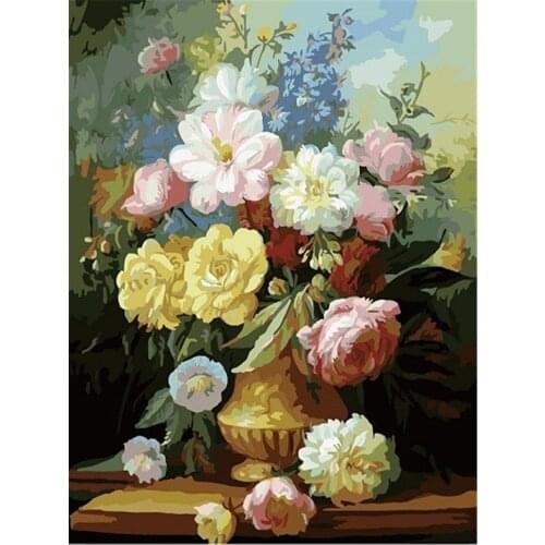 Flower Vase DIY 11CT Cross Stitch Embroidery Kits Needlework Craft Set Cotton Thread Printed Canvas Home Decoration Hot Sale