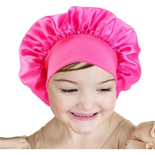 Kids Solid Shower Caps Bath Shower Hair Cover Elastic Sleeping Cap Hats Bathroom Products