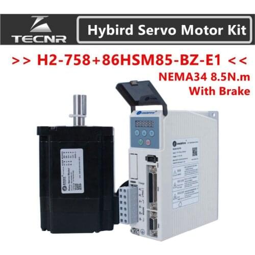 Leadshine H2-758 2phase Hybrid Servo Stepper Motor Driver NEMA 34 86HSM85-BZ-E1 8.5NM with brake Encoder Cable