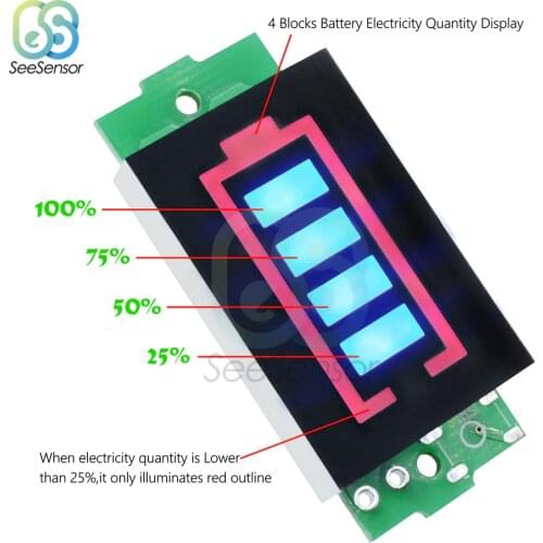 4.2V 1S Li-po Li-ion Lithium Battery Capacity Indicator Module Blue Display Electric Vehicle Battery Power Tester
