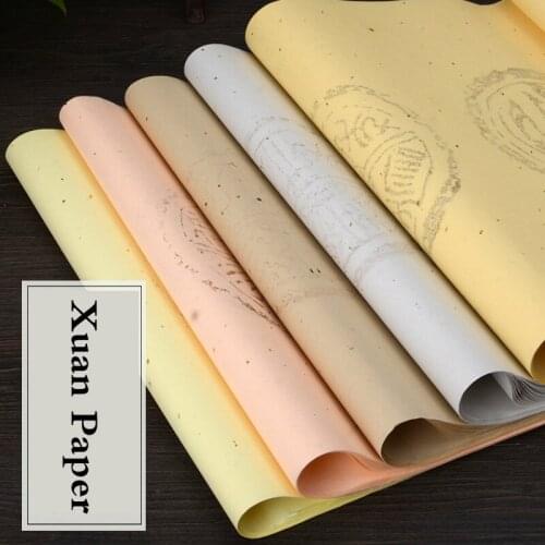 Chinese Rice Paper Gold Foil Raw Xuan Papers Chinese Traditional Poem Couplets Calligraphy Rice Papers Rijstpapier 100sheets