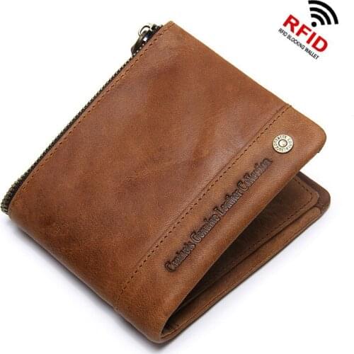 New Simple Genuine Leather Mens Wallet Fashion Cow Leather Cross Section Clutch Bag Leather Antimagnetic Man Purse