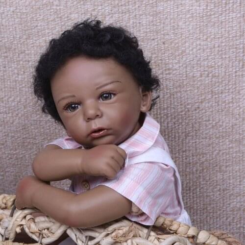 20inch soft Silicone Bebe Reborn Dolls Black Race reborn baby boy Black African reborn toddler Dolls for Girls Gift