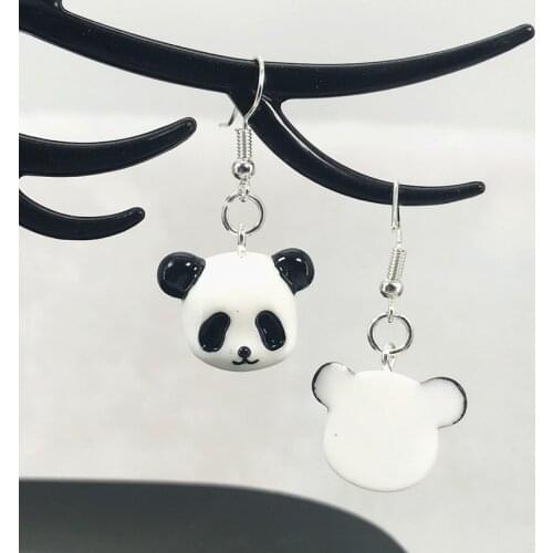 1pair Cute Panda Drop Earrings flaback Resin Multicolor Animal Earrings for Children Gift and Woman Jewelry