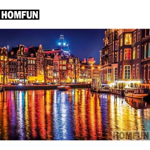 HOMFUN Full Square/Round Drill 5D DIY Diamond Painting "City night" Embroidery Cross Stitch 5D Home Decor Gift A04005