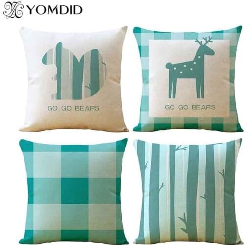 Cushion Cover 45x45cm Cotton Linen Animal Pattern Home Decorative Geometric Pillow Cover for Sofa Car Bedroom Cushion Cover