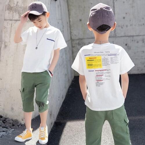 New Casual Spring Summer Kids Clothes Suit Baby Boys T-shirt+ Shorts 2pcs/Set Kids Teenage Top Sport Childrens Day Gift Formal