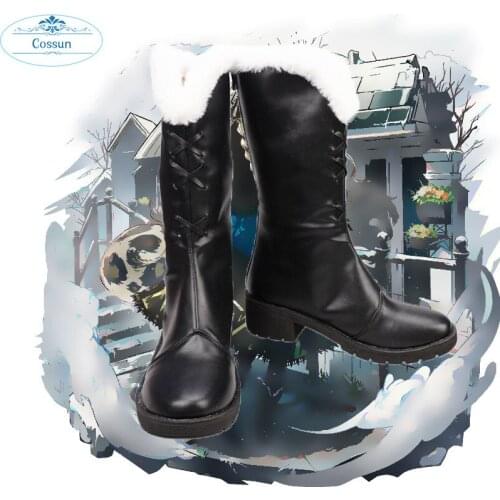 COSSUN Arknights Pramanix Cosplay shoes boots Women Halloween halloween carnival game custom made PU leather black
