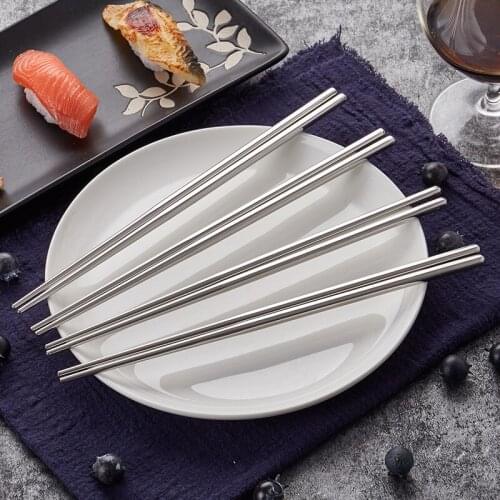 304 Stainless Steel Chopsticks Household Heat Insulation And Scald Proof Square Set Gift Tableware