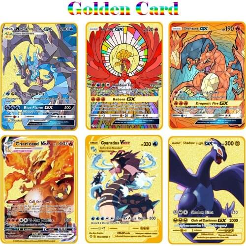 Pokemon Metal Cards DIY Card Pikachu Charizard Golden Limited Edition Kids Gift Game Collection Cards
