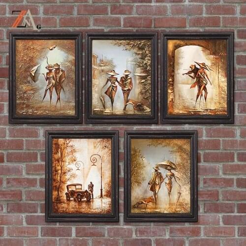 Retro abstract romantic couple with home decor art gift on canvas posters living room decoration wall art Canvas Printings