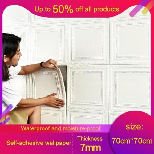 Self adhesive Waterproof TV Background Brick Wallpapers 3D Wall Sticker Living Room Wallpaper Mural Bedroom Decorative 70*70