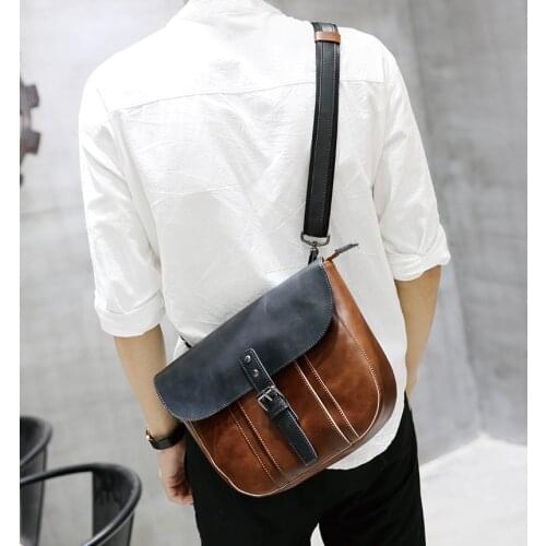 Xiao.p crazy Horse pu leather bag fashion style men messenger bags briefcase man crossbody bags casual travel shoulder bags