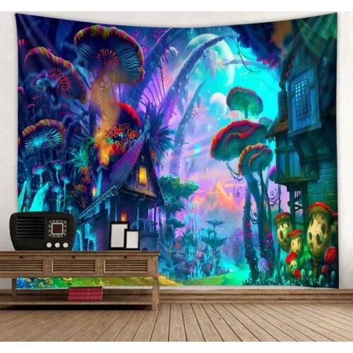 Boho Decoration Home Decor Psychedelic Mushroom 3D Printing Tapestry Hippie Fantasy Colorful Art Tapestry Mandala Wall Hanging