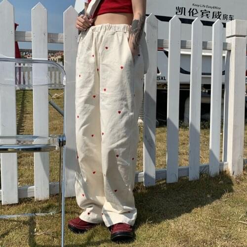 2021 New Womens Jeans Embroidery Wide Leg Middle Waist Mom Trousers Leisure Baggy Vintage Femme Jeans Girl Straight Denim Pants