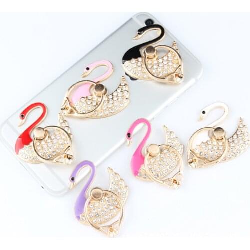 1pcs Diamond Swan Metal Rings Metal finger Rings Phone holder phone Universal Support Accessories For Samsung Galaxy for iphone