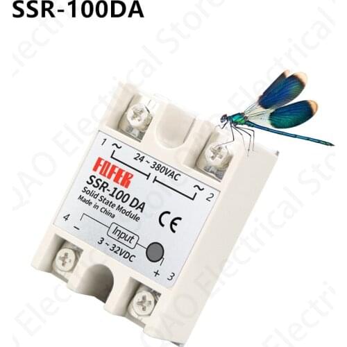 1pcs SSR-100DA 100A Solid State Relay Module 3-32V DC Input 24-380VAC