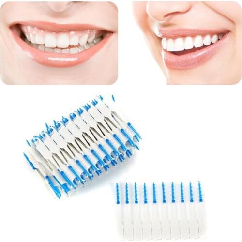 120 Pcs/Lot Disposable Flosser Double-headed Design Interdental Brush Teeth Stick Toothpicks Floss Pick Oral Gum Teeth Cleaning