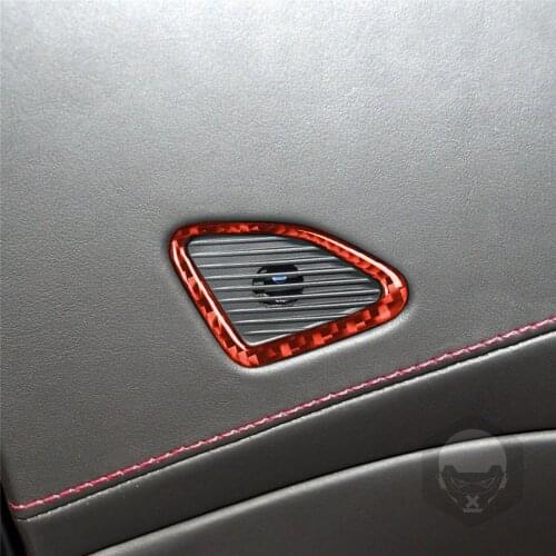Car Door Speaker Frame Cover Decoration Trim Sticker for Chevrolet Corvette C7 2014-2019 Carbon Fiber LHD Red 2pcs Accessories