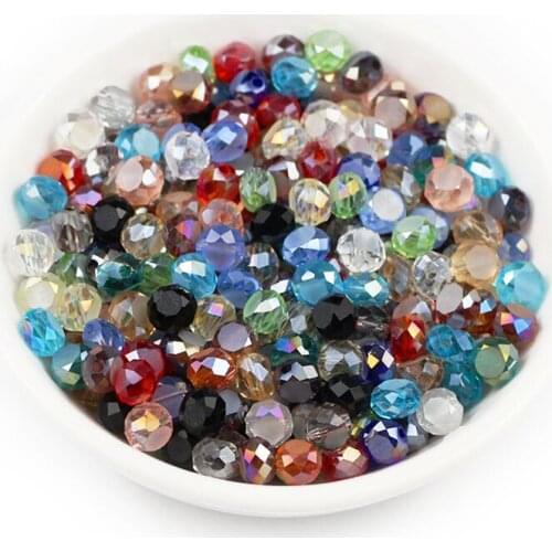 6*4MM Mixed color Flat Round bread Beads Austria faceted crystal beads Charms Glass Loose Beads for Jewelry Making findings DIY