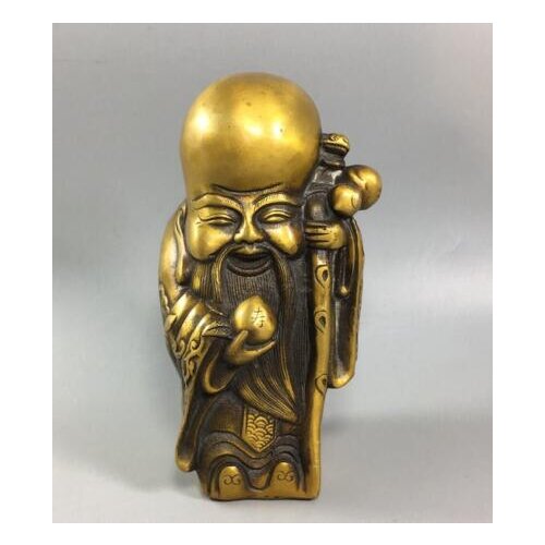 6.4“Tibet Tibetan Buddhism brass Qianlong Ruyi Longevity star statue