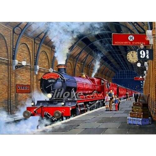 Crystal Full Square/Round 5D Diamond Painting steam train Diamond Mosaic DIY Diamond Embroidery Mosaic Rhinestones decora CV482