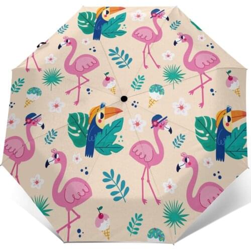 Automatic Umbrella Flamingo Collection three-fold umbrella women men rain umbrella