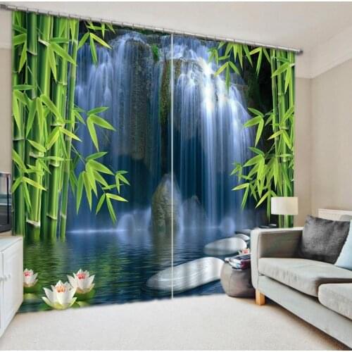 Bamboo Door Curtains Custom Modern 3D Curtain Stereoscopic Photo waterfalls Curtains Blackout Bedroom Curtains Home Decor