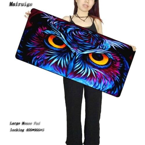 Mairuige Shop The Cute Owl Eyes Cartoon Large Game Mouse Pad 900*400 with Edge Locking Speed Version Game Keyboard Pad for Gamer