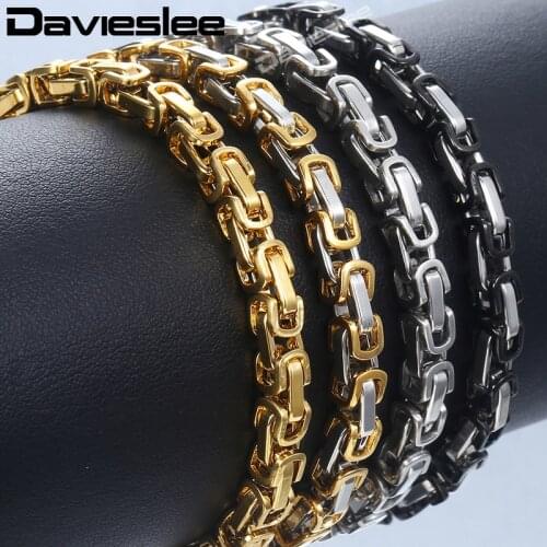5mm Byzantine Box Chain Bracelets For Men Black Gold Silver Color Stainless Steel Bracelet Fashion Men Woman Jewelry Gifts KBB6