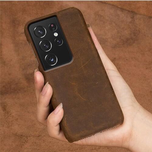 Genuine PULL-UP Leather Armor Case For Samsung Galaxy S21 Ultra S20 FE Note 20 A51 A52 A72 A71 Repairable Non-Slip Matte Cover