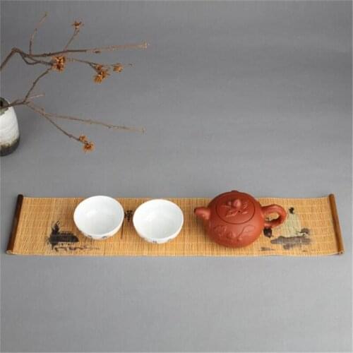 Elegant Tea Tray Napkin Cloth Waterproof Table Runner Tea Mat Tea Ceremony Accessories Handmade Bamboo Curtain Gift