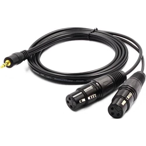 GREATLINK Dual Female XLR to 3.5mm TRS Y-Adapter Cable Unbalanced XLR to 1/8 Inch Mini Jack Y-Splitter Lead Microphone Cable