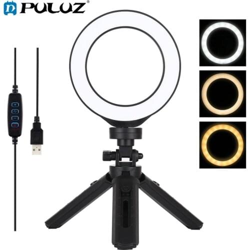 PULUZ 4.7/6.2 inch USB 3 Modes Dimmable Photography Selfie Ring Light LED Video Light Kit with Stand Tripod For Blogger Youtube