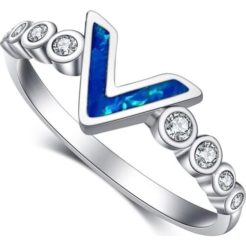 ROLILASON WIN Fashion Blue Opal silver platedzircon Ring New Anniversary Gift for dinner USA Size #6#7#8#9#OR933