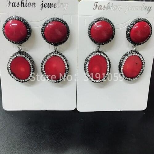 The red coral round eardrop is the classic artistic temperament of the best gift to give a gift of handmade earrings can be cust