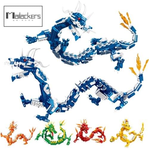 Mailackers Creator Expert China Flying Dragon Robot Animal Action Figure Building Blocks Bricks Architecture Toys For Boys Kids