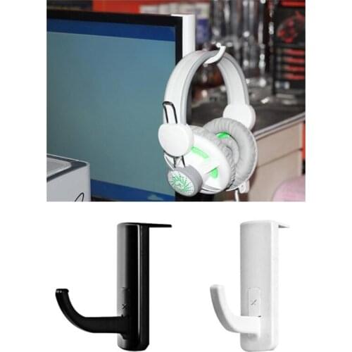 Home Office Monitor Headphone Hook Black/White Headset Hanger Hook Microphone Stand Display Stick-on Headset Shelf Bracket