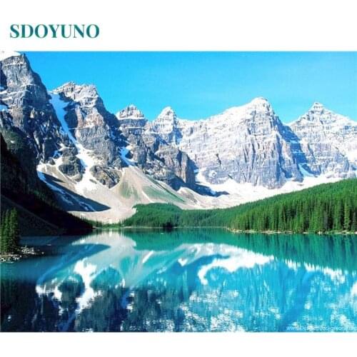 SDOYUNO 60x75cm Pictures By Numbers DIY Painting By Numbers On Canvas Snow mountain Scenery Frame Digital Painting Draw Number